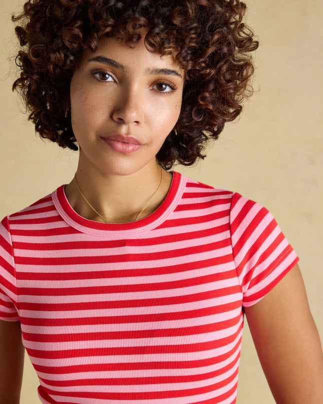 Sophie Striped Fitted Top - Red & Pink
