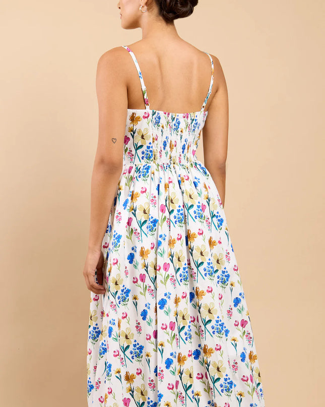 Leonora Balloon Hem Midi Dress - Floral Multi