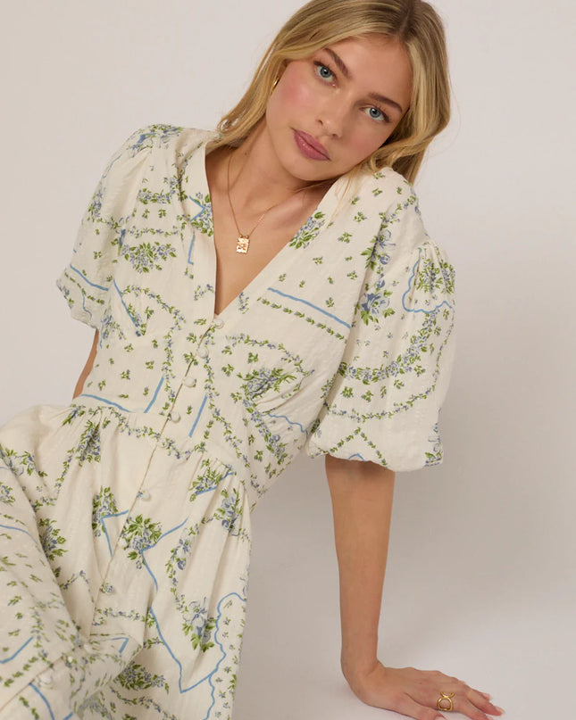 Starlight Midi Dress - White Floral