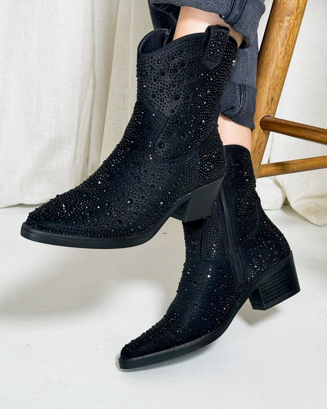 Diamanté Ankle Boot - Black