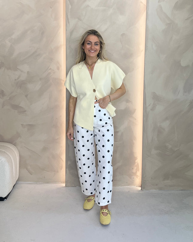 Asymmetrical Knit Wrap Top - Lemon