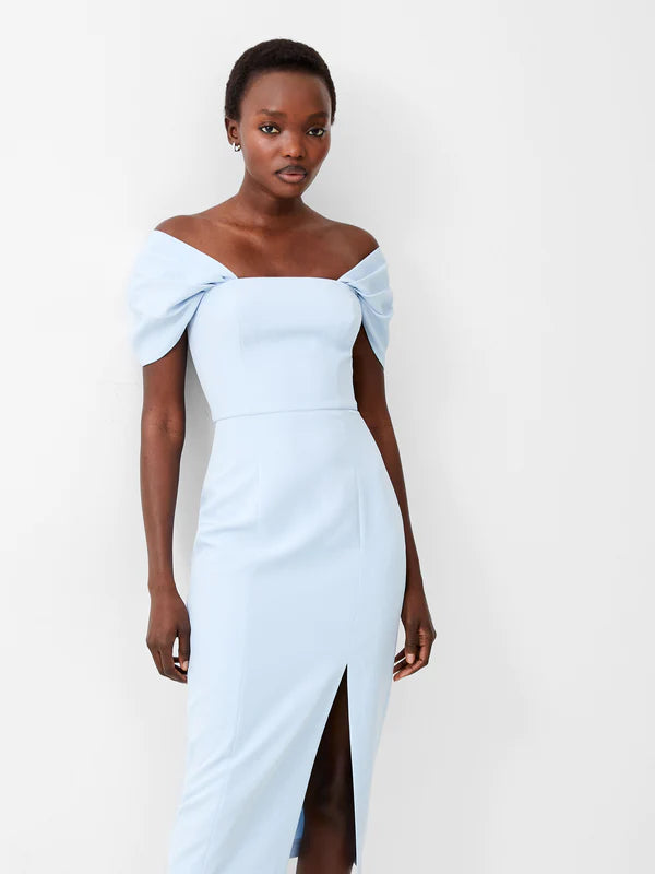 French Connection Echo Crepe Off Shoulder Dress - Cashmere Blue