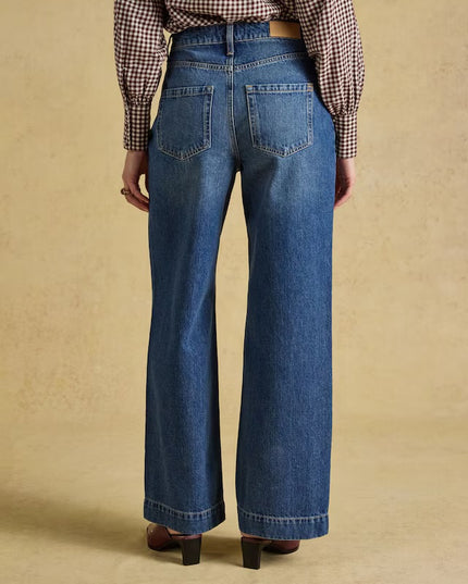 Joules High Rise Wide Leg Jean - Mid Blue