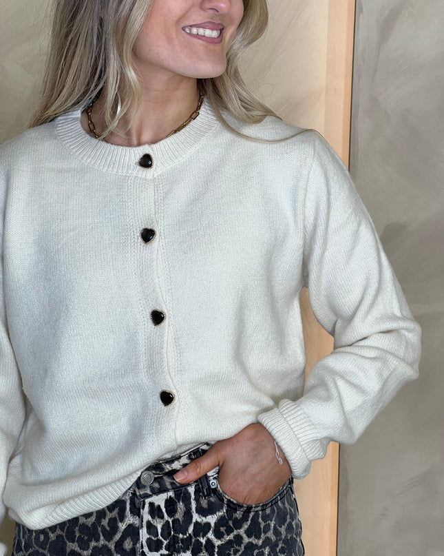 Button Up Cardigan - Beige