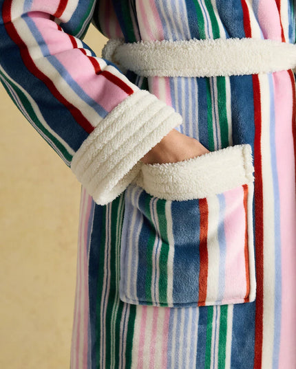 Matilda Fleece Lined Dressing Gown - Multi Stripe
