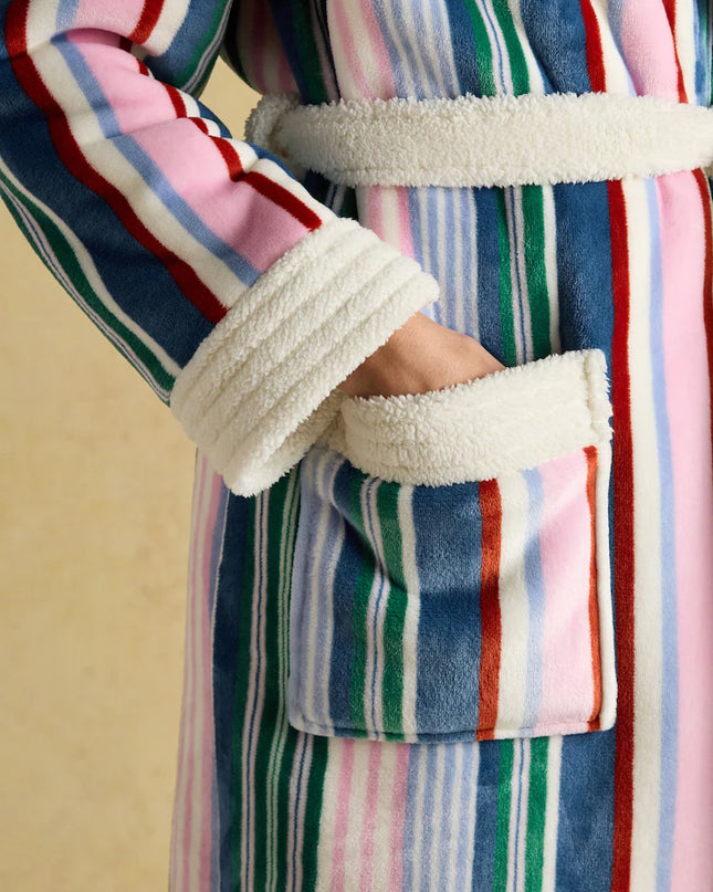 Matilda Fleece Lined Dressing Gown - Multi Stripe