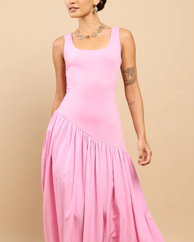 Elora Dropped Waist Midaxi Dress - Pink