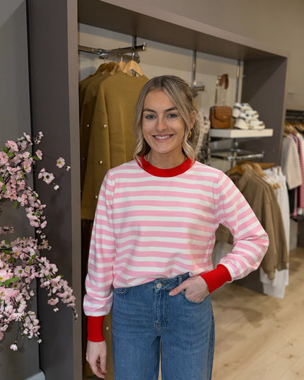 Stripe Knit Top - Red & Pink