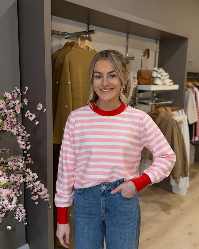 Stripe Knit Top - Red & Pink