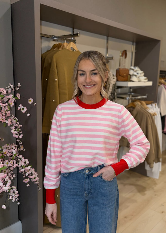 Stripe Knit Top - Red & Pink