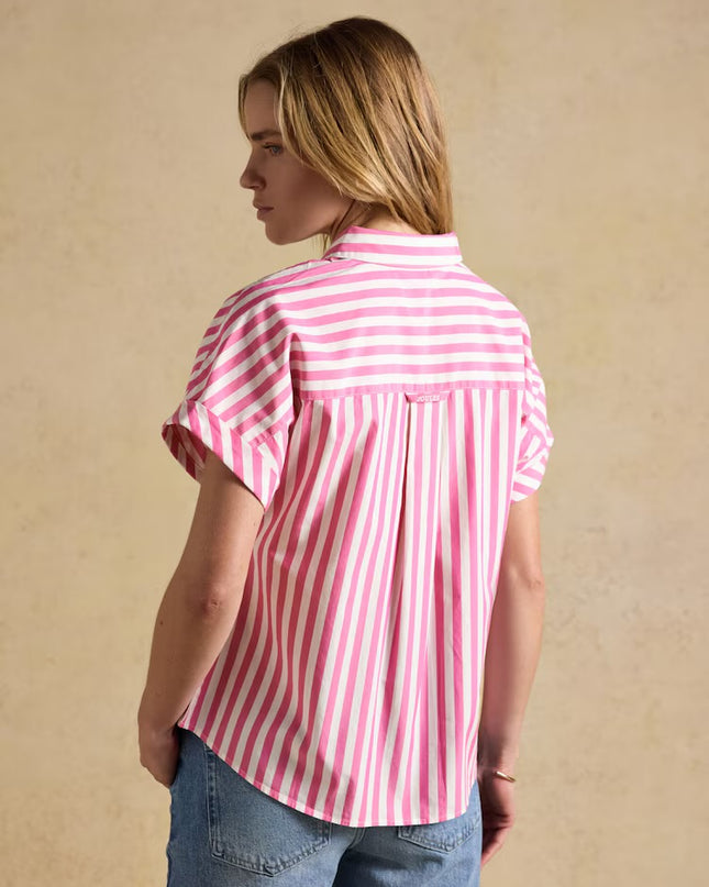 Kiera Short Sleeve Relaxed Fit Shirt - Pink Stripe