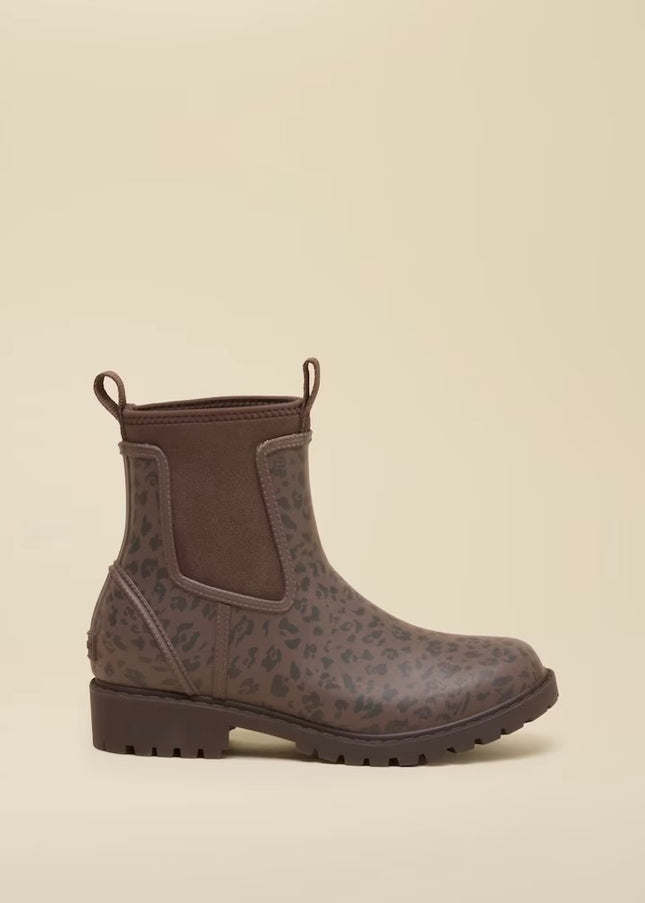 Joules Oakfield Lined Ankle Wellies - Leopard