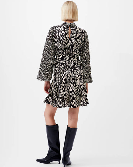 French Connection Fern Arie Pleated Dress - Cream/Black