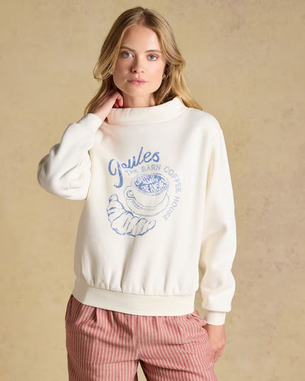 Joules Coffee House Wide Neck Sweatshirt - Cream