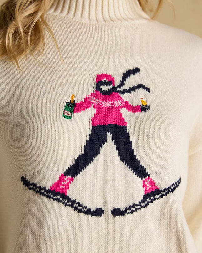 Abigail Intarsia High Neck Jumper - Cream