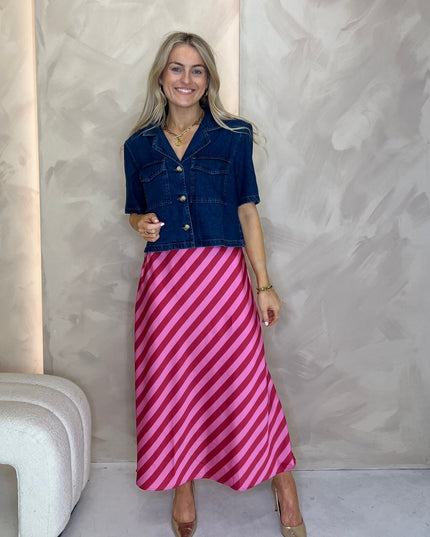 Striped Slip Skirt - Pink/Red