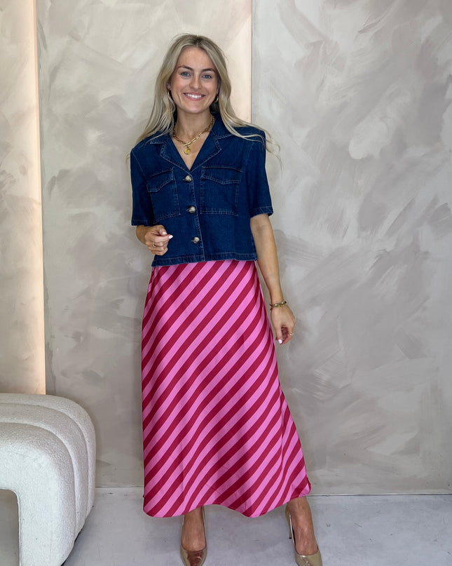 Striped Slip Skirt - Pink/Red