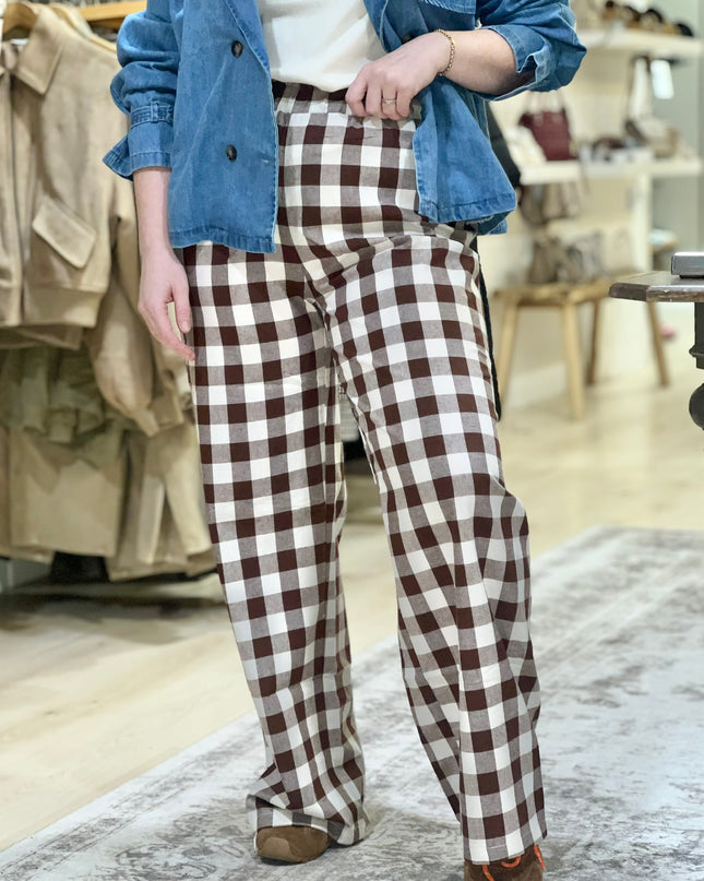 Gingham Trousers - Brown