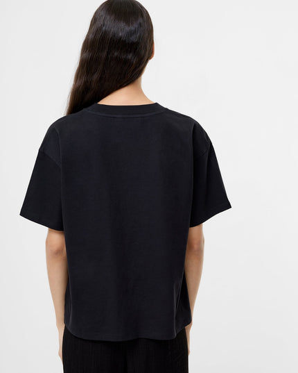 French Connection Pearl Bow T-Shirt- Black