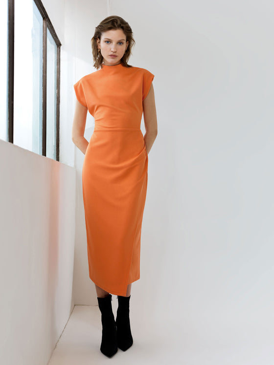 French Connection Textured Jersey Dress Orange Spoilt Belle Boutique Online