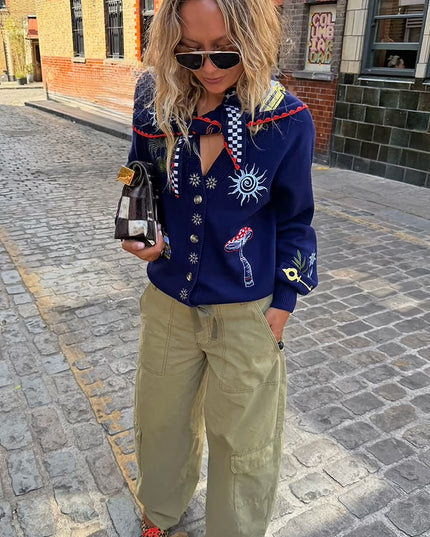 Navy Icons Cardigan