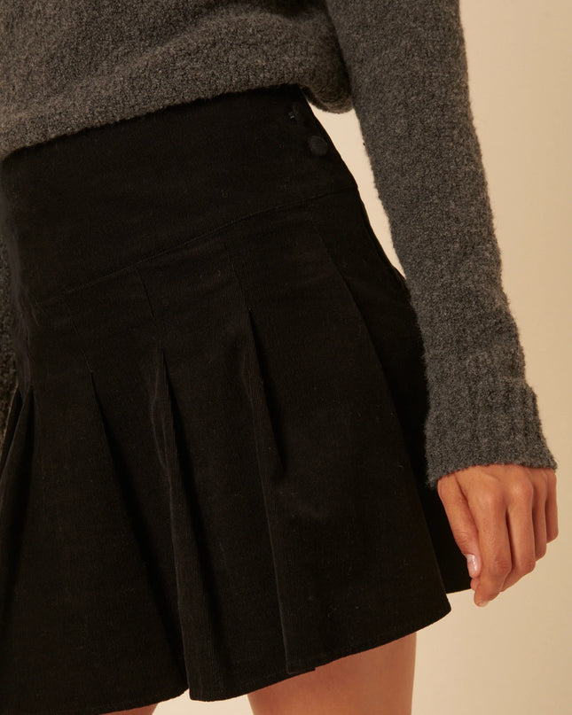 Black Box Pleated Cord Mini Skirt