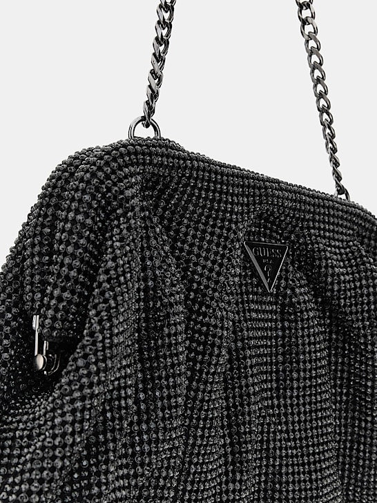 Guess Zalina Mesh Rhinestone Clutch - Black