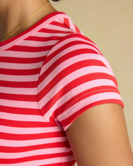 Sophie Striped Fitted Top - Red & Pink