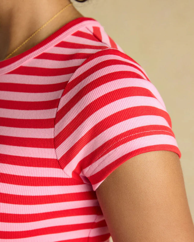 Sophie Striped Fitted Top - Red & Pink