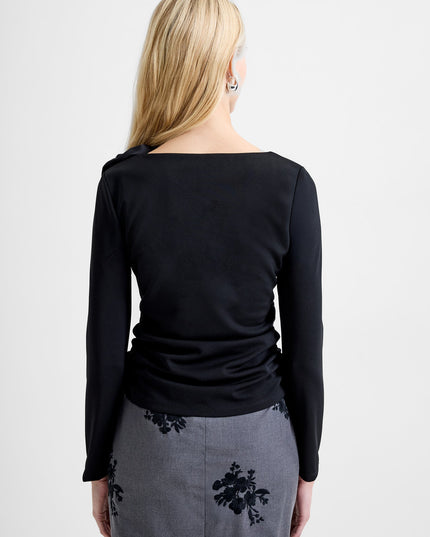 French Connection Valetta Rosette Top - Black