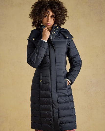 Joules Windborough Longline Padded Coat with Hood - Navy