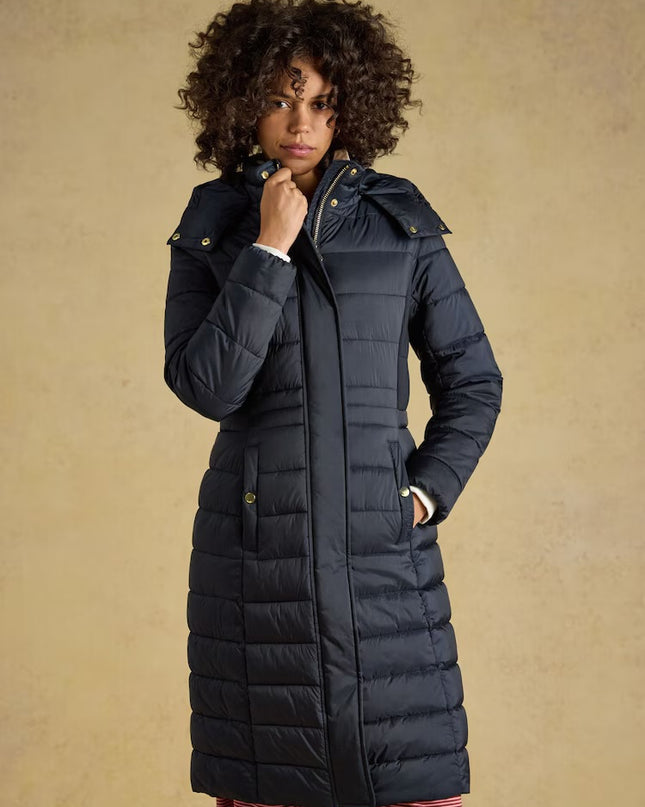 Joules Windborough Longline Padded Coat with Hood - Navy