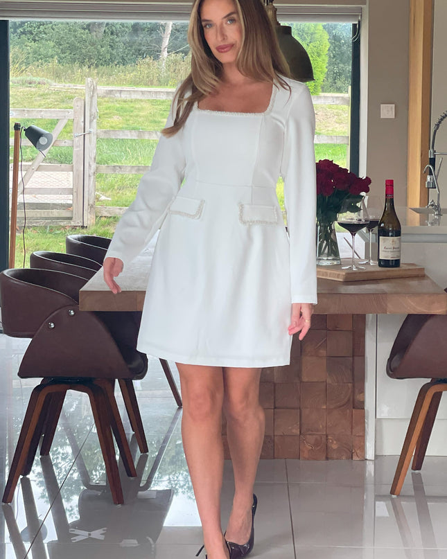Amaranta Square Neck Mini Dress - Ivory