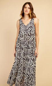 Zebra Print Tiered Maxi Smock Dress by Vogue Williams