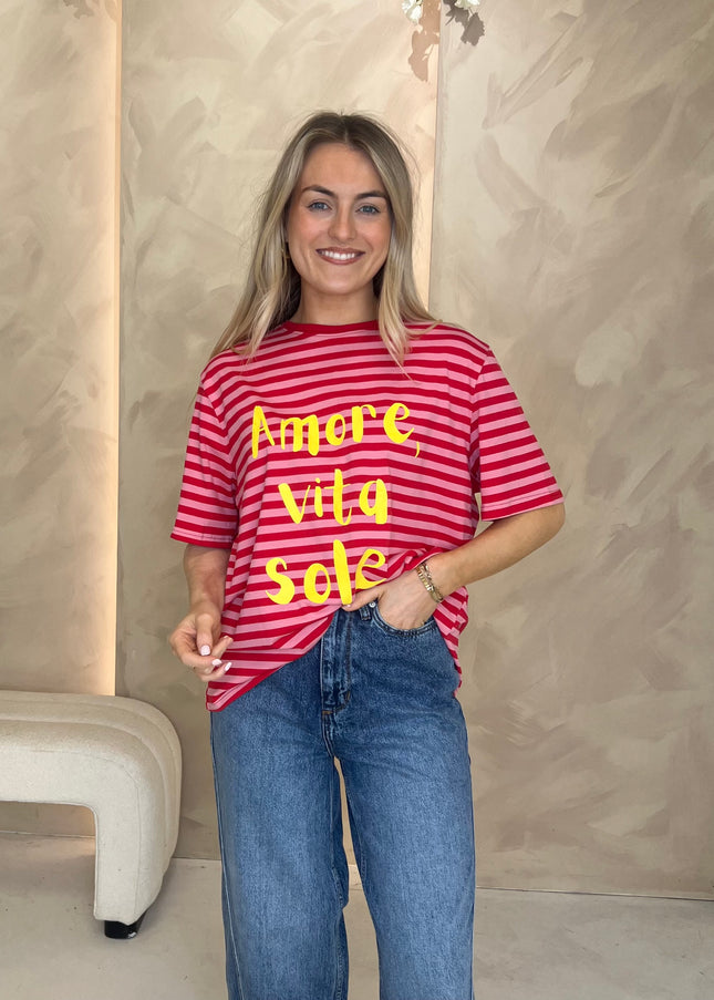 Stripe Amour T-Shirt - Pink/Red