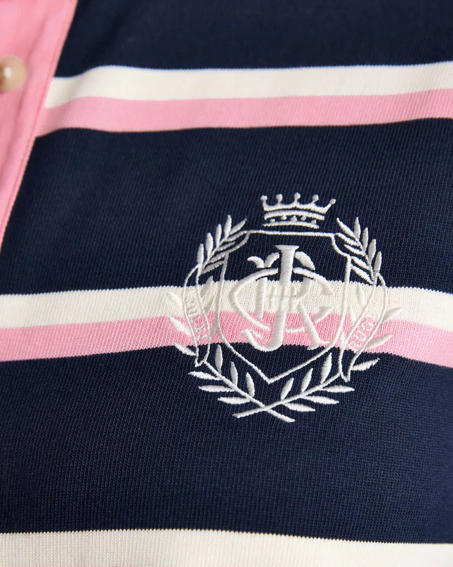 Lara Striped Rugby Shirt - Navy & Pink