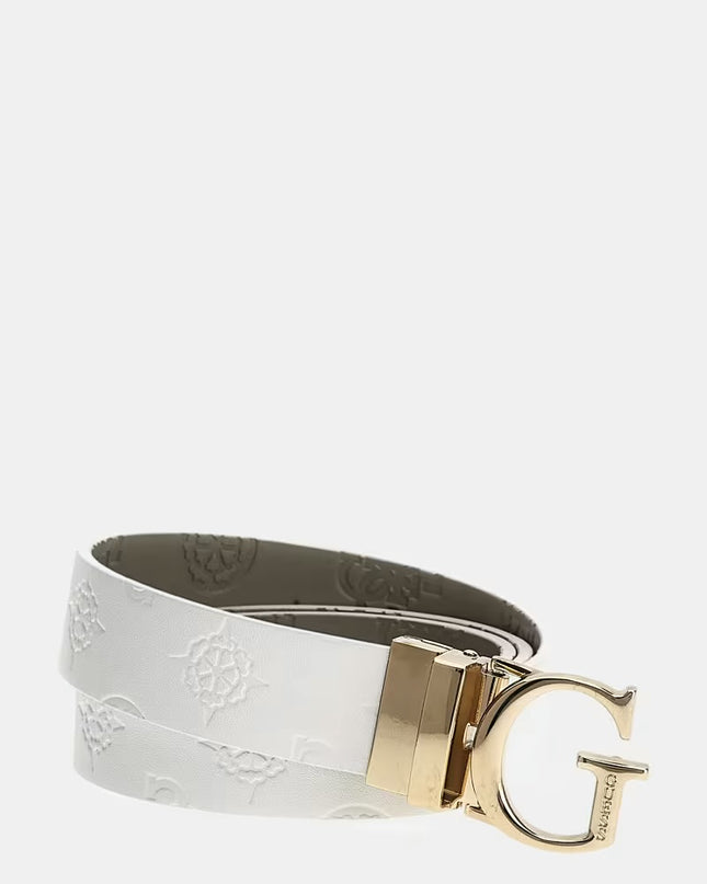 Guess Gerty Reversible Belt - White/Dark Taupe