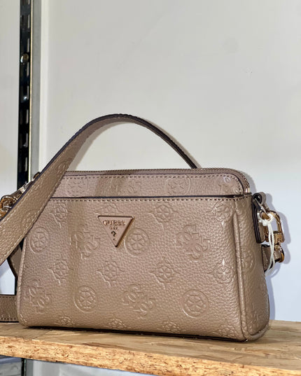 Guess Cresidia Mini Crossbody Top Zip - Dark Taupe Logo