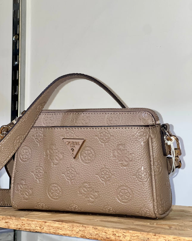 Guess Cresidia Mini Crossbody Top Zip - Dark Taupe Logo