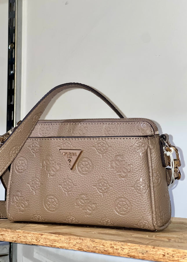 Guess Cresidia Mini Crossbody Top Zip - Dark Taupe Logo