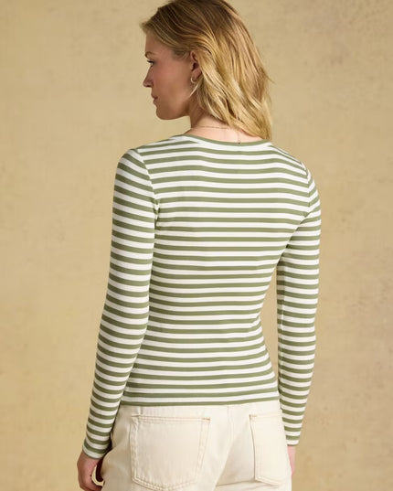 Joules Sophie Long Sleeve Ribbed T-Shirt - Khaki Green