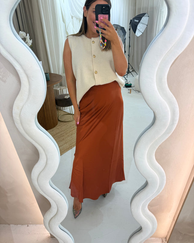 Midi Slip Skirt - Rust