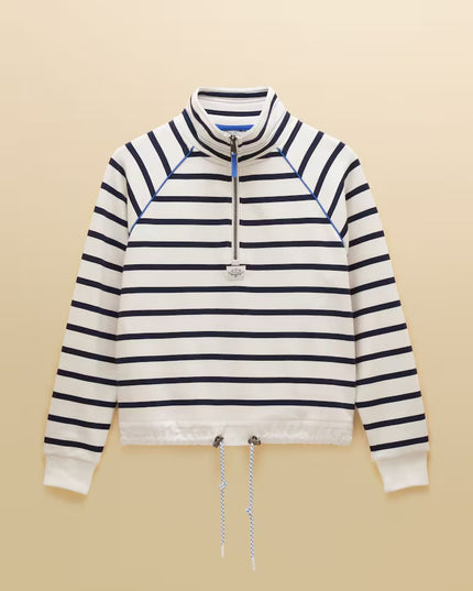 Salcombe Striped Quarter Zip Sweatshirt - Cream & Navy
