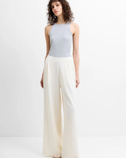 French Connection Wren Wide Leg Trousers - Porcelain Cream