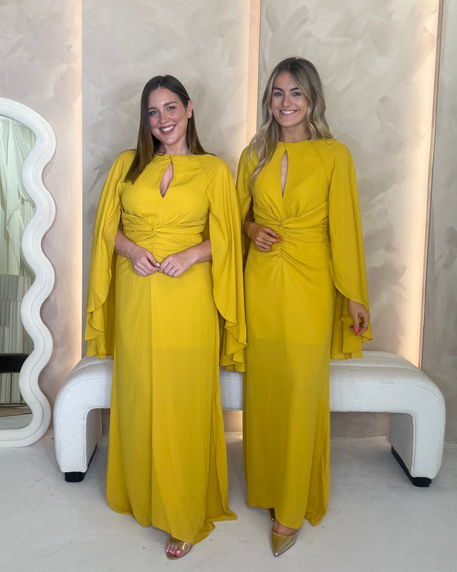 Ellison Cape Knot Maxi Dress - Yellow Ochre