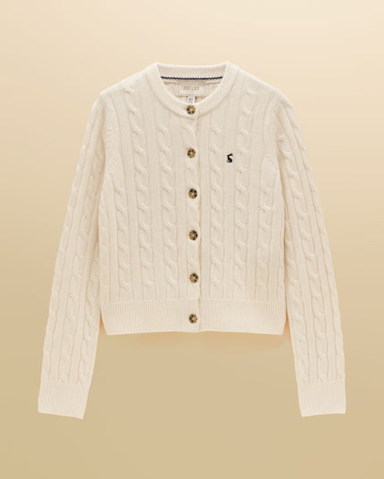 Joules Cable Knit Button Up Cardigan - Cream