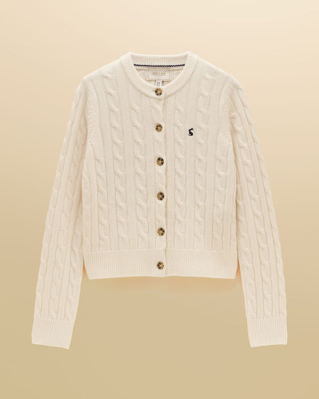 Joules Cable Knit Button Up Cardigan - Cream