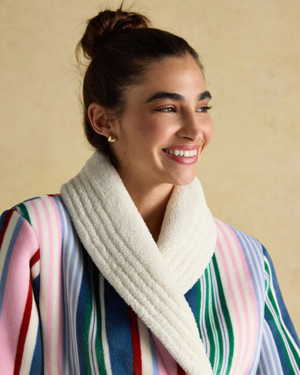 Matilda Fleece Lined Dressing Gown - Multi Stripe