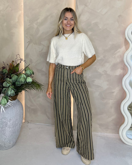 Elowen Stripe Jeans - Coffee