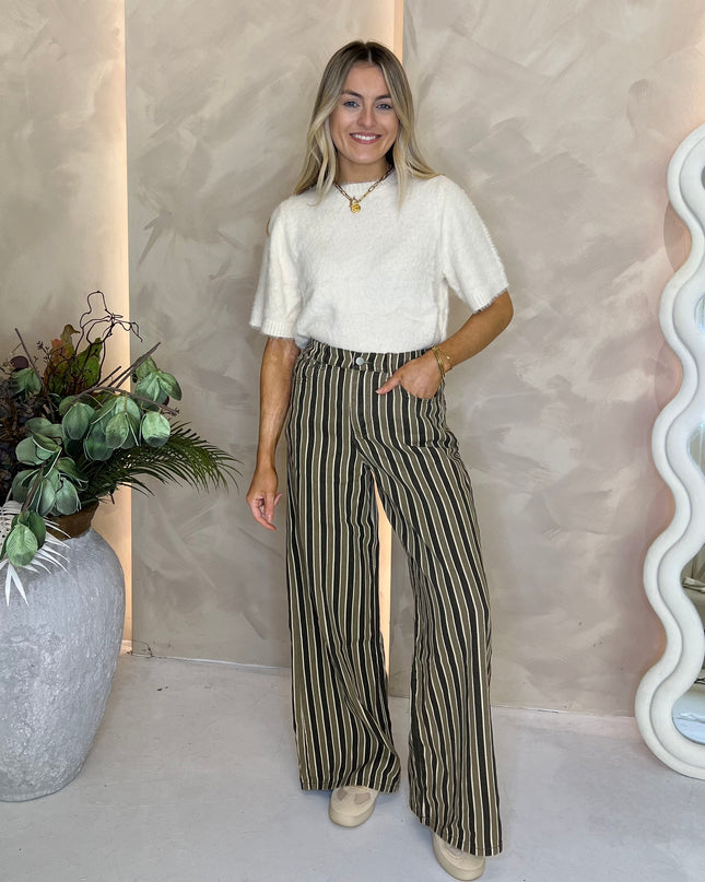 Elowen Stripe Jeans - Coffee